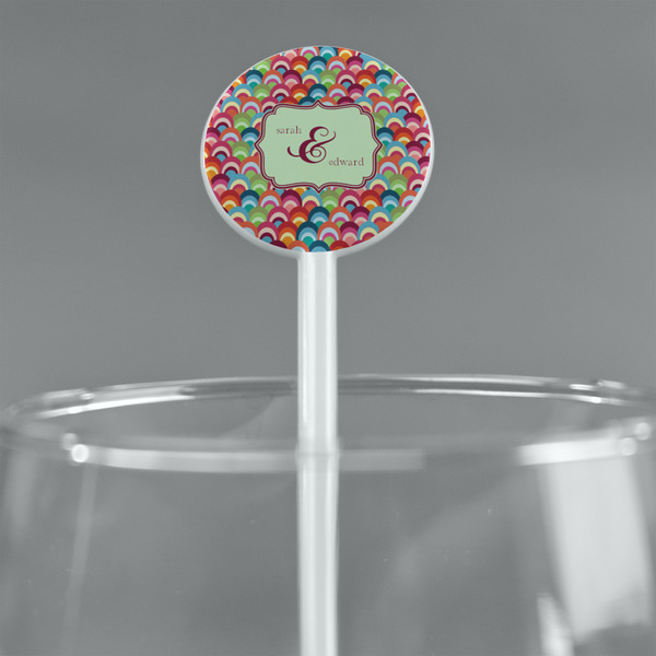 Retro Fishscales White Plastic 5.5" Stir Stick - Round - Main