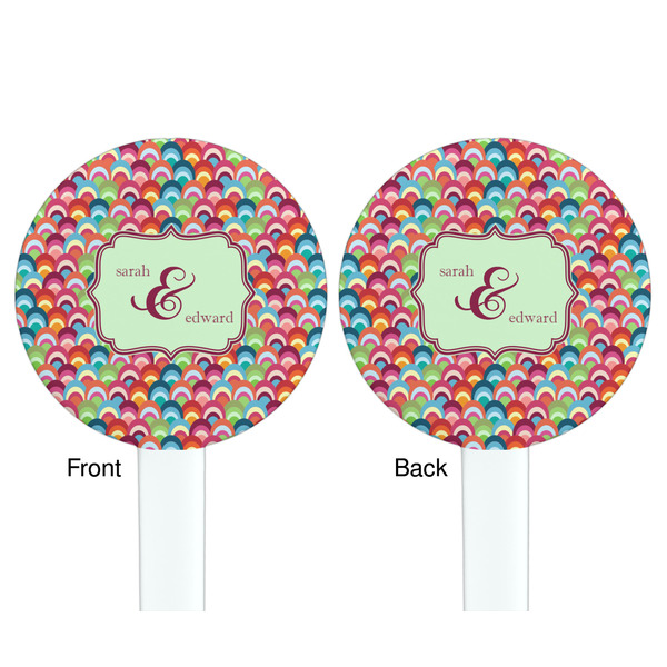 Retro Fishscales White Plastic 7" Stir Stick - Double Sided - Round - Front & Back