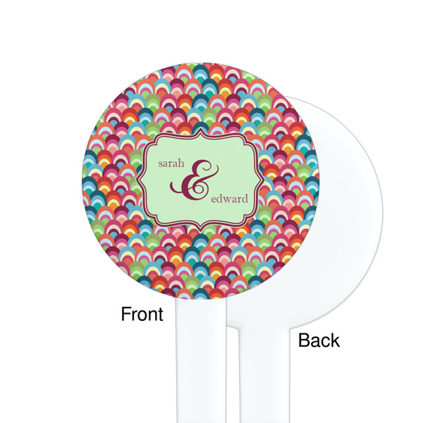 Retro Fishscales White Plastic 7" Stir Stick - Single Sided - Round - Front & Back