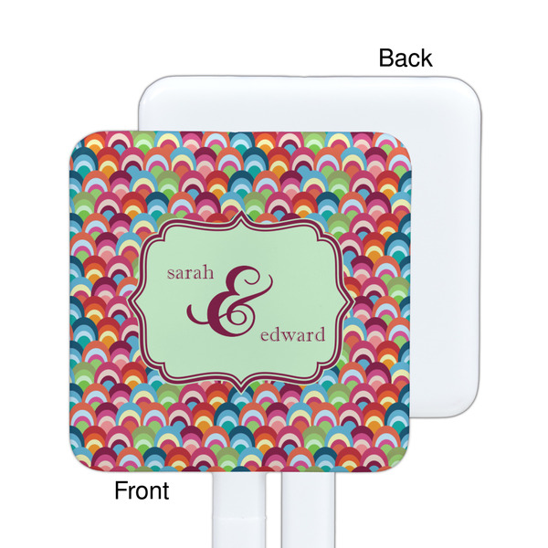 Retro Fishscales White Plastic Stir Stick - Single Sided - Square - Approval