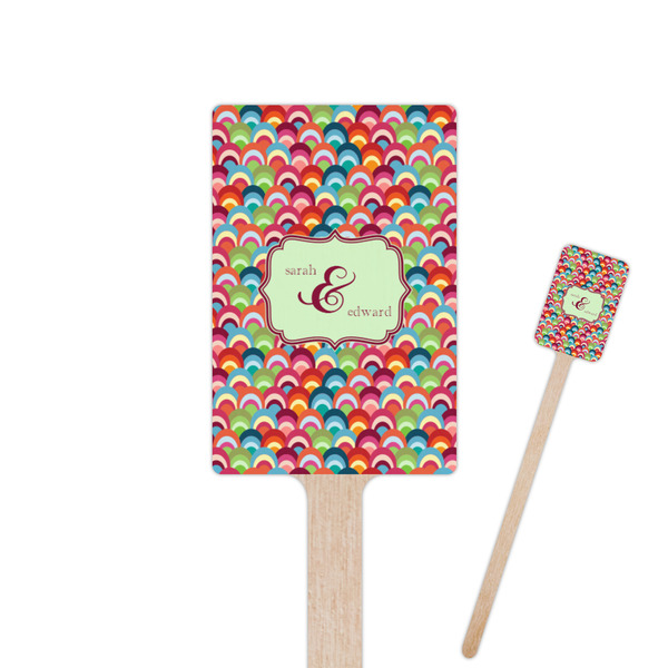 Custom Retro Fishscales 6.25" Rectangle Wooden Stir Sticks - Double Sided (Personalized)