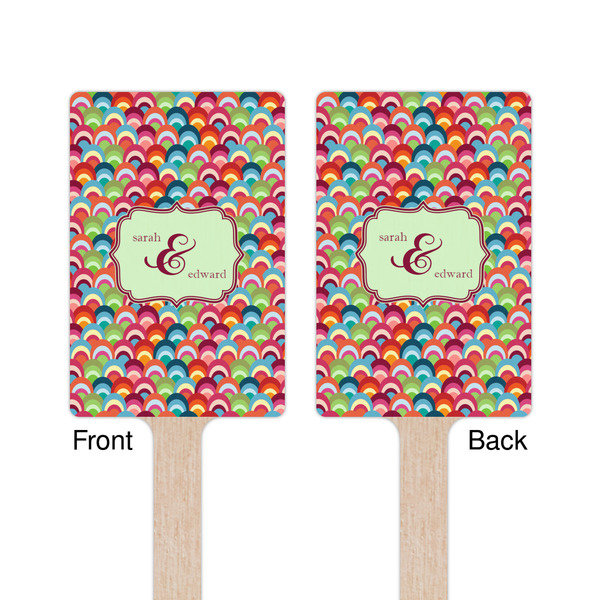 Retro Fishscales Wooden 6.25" Stir Stick - Rectangular - Double Sided - Front & Back