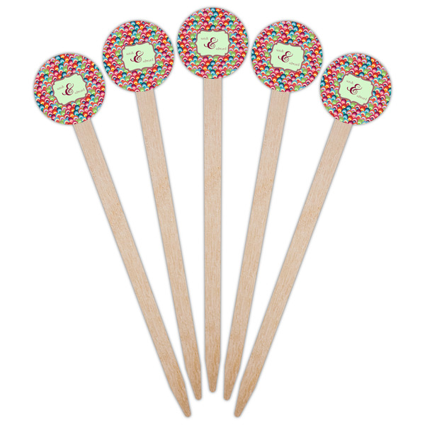 Retro Fishscales Wooden 6" Food Pick - Round - Fan View