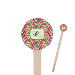 Retro Fishscales 6" Round Wooden Stir Sticks - Double Sided (Personalized)