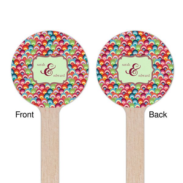 Retro Fishscales Wooden 6" Stir Stick - Round - Double Sided - Front & Back
