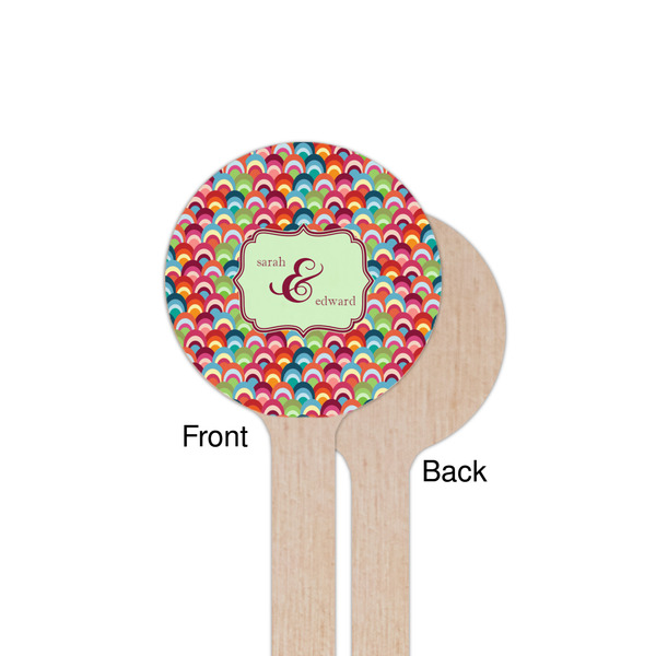 Retro Fishscales Wooden 7.5" Stir Stick - Round - Single Sided - Front & Back