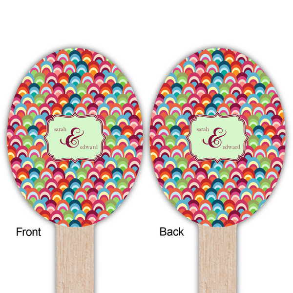 Retro Fishscales Wooden Food Pick - Oval - Double Sided - Front & Back