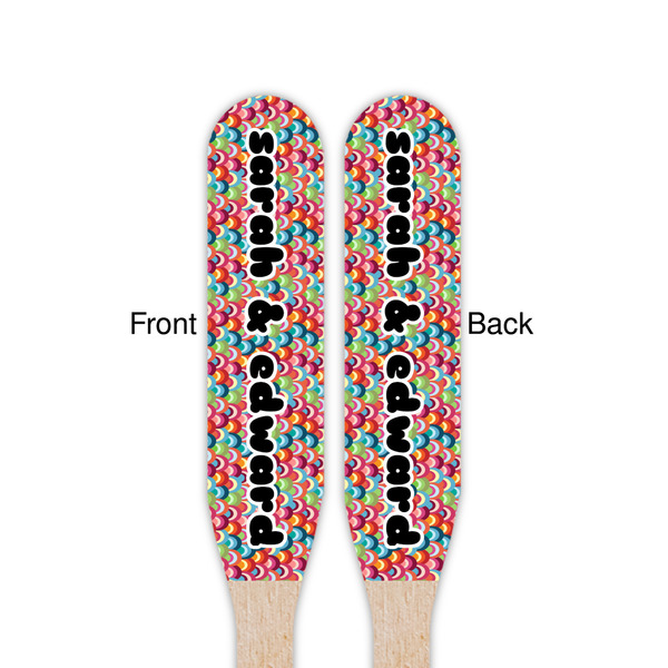 Retro Fishscales Wooden Food Pick - Paddle - Double Sided - Front & Back
