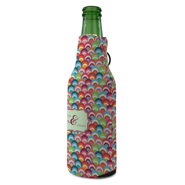 Retro Fishscales Zipper Bottle Cooler - ANGLE (bottle)