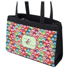 Retro Fishscales Zippered Everyday Tote w/ Couple's Names