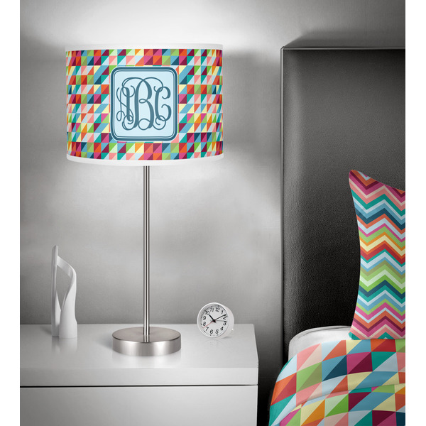 Retro Triangles 13 inch drum lamp shade - in room