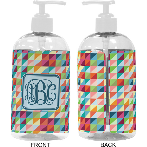 Retro Triangles 16 oz Plastic Liquid Dispenser- Approval- White