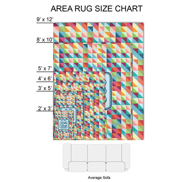 Retro Triangles 2'x3' Indoor Area Rugs - Size Chart
