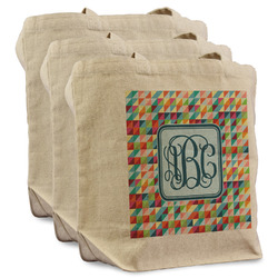 Retro Triangles Reusable Cotton Grocery Bags - Set of 3 (Personalized)