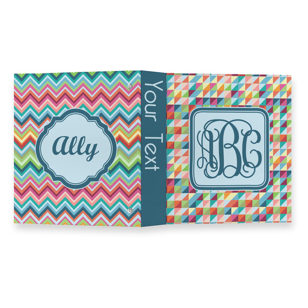 Retro Triangles 3 Ring Binders - Full Wrap - 1" - OPEN OUTSIDE