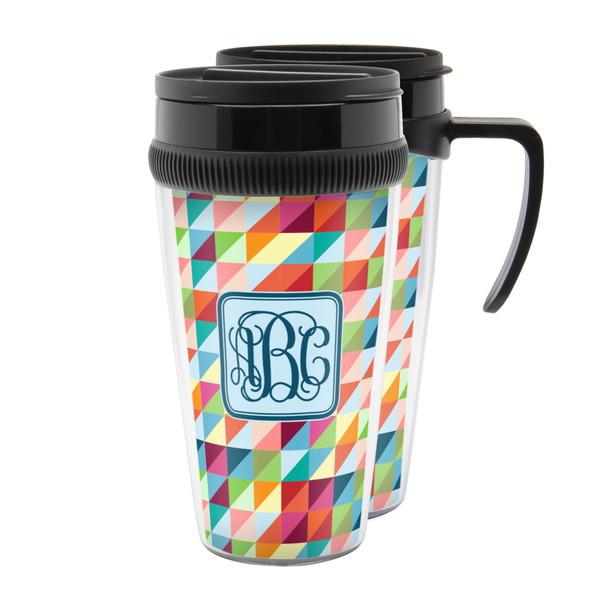 Custom Retro Triangles Acrylic Travel Mug (Personalized)