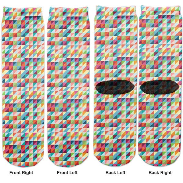 Retro Triangles Adult Crew Socks - Double Pair - Front and Back - Apvl