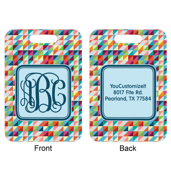 Retro Triangles Aluminum Luggage Tag (Front + Back)