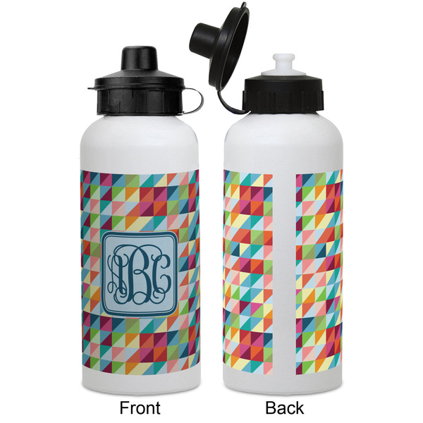 Retro Triangles Aluminum Water Bottle - White APPROVAL