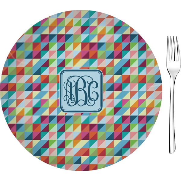 Custom Retro Triangles 8" Glass Appetizer / Dessert Plates - Single or Set (Personalized)