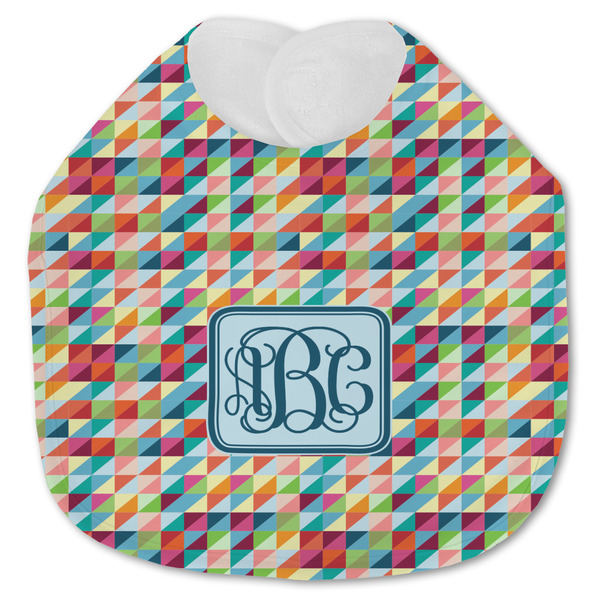 Custom Retro Triangles Jersey Knit Baby Bib w/ Monogram