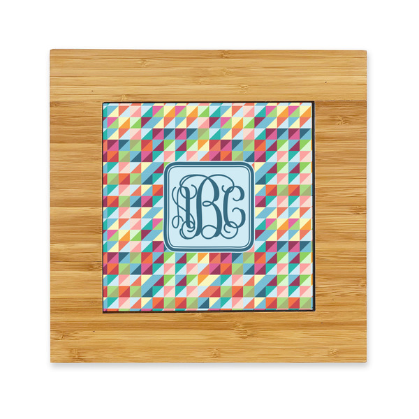 Custom Retro Triangles Bamboo Trivet with Ceramic Tile Insert (Personalized)