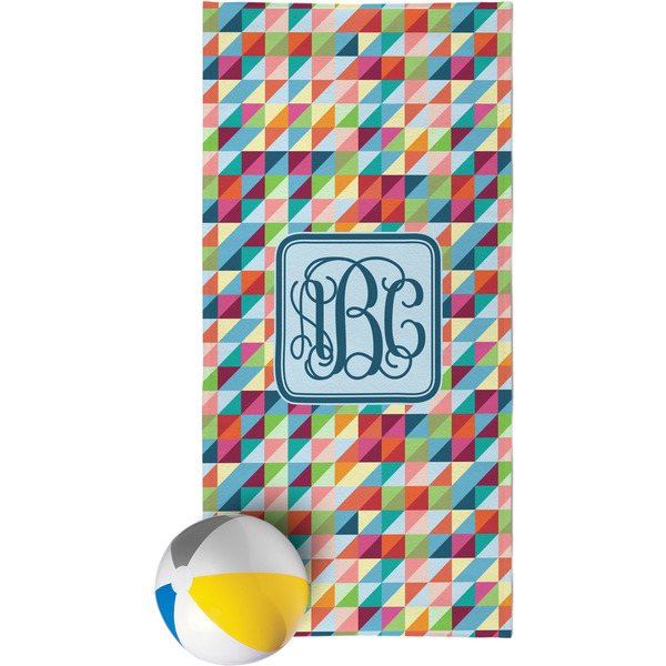 Custom Retro Triangles Beach Towel (Personalized)