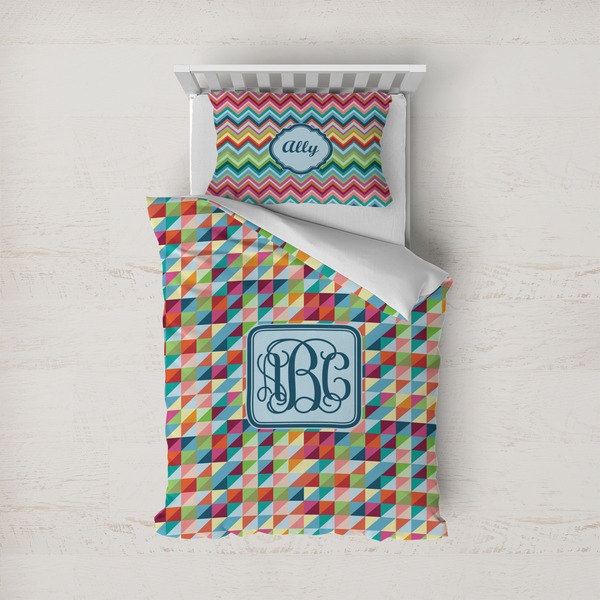 Custom Retro Triangles Duvet Cover Set - Twin (Personalized)