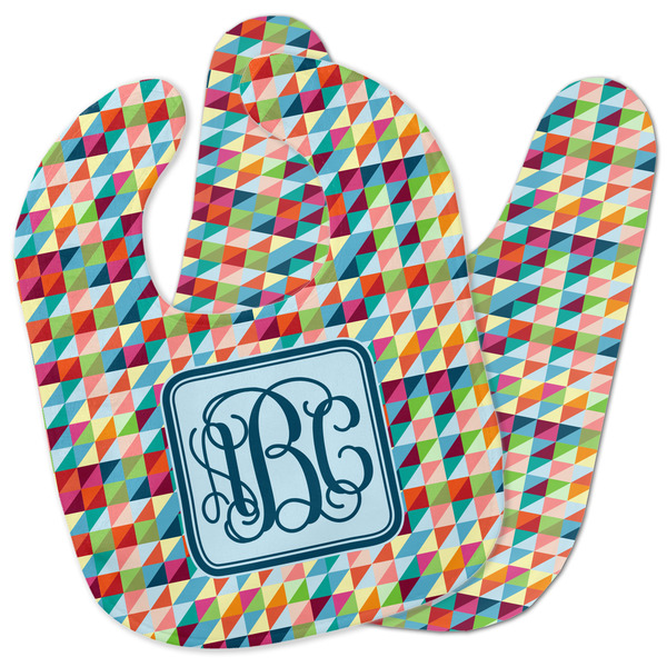 Custom Retro Triangles Baby Bib w/ Monogram