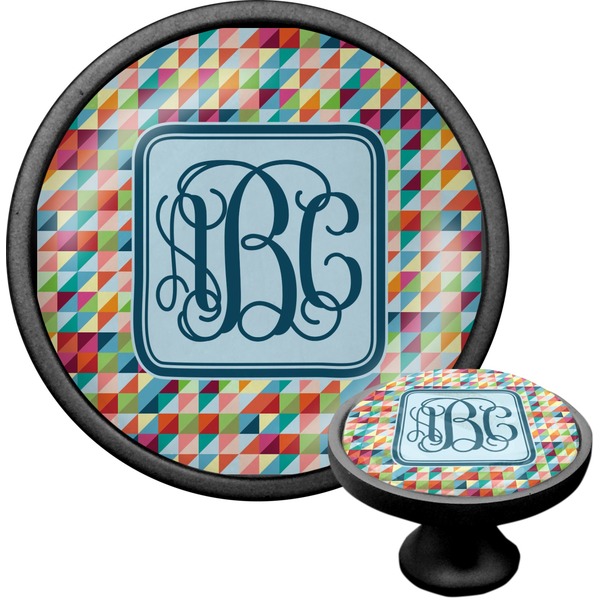 Custom Retro Triangles Cabinet Knob (Black) (Personalized)