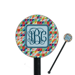 Retro Triangles 5.5" Round Plastic Stir Sticks - Black - Single Sided (Personalized)