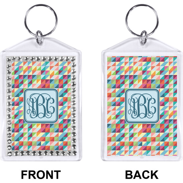 Retro Triangles Bling Keychain (Front + Back)