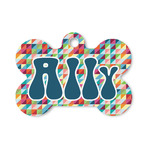 Retro Triangles Bone Shaped Dog ID Tag - Small (Personalized)