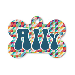 Retro Triangles Bone Shaped Dog ID Tag - Small (Personalized)