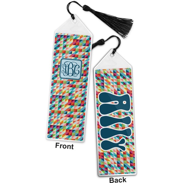 Retro Triangles Bookmark with tassel - Front and Back