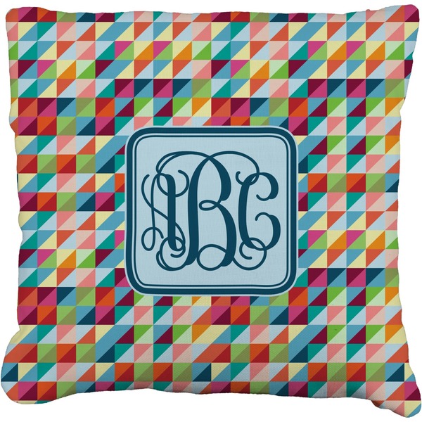 Custom Retro Triangles Faux-Linen Throw Pillow 16" (Personalized)