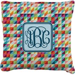 Retro Triangles Faux-Linen Throw Pillow (Personalized)