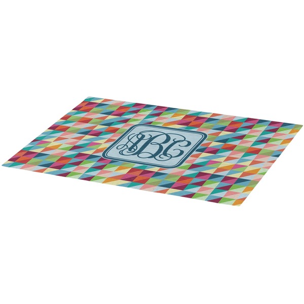 Retro Triangles Burlap Placemat (Angle View)