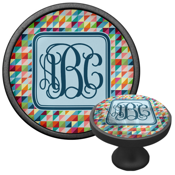 Retro Triangles Cabinet Knob - Black - Multi Angle