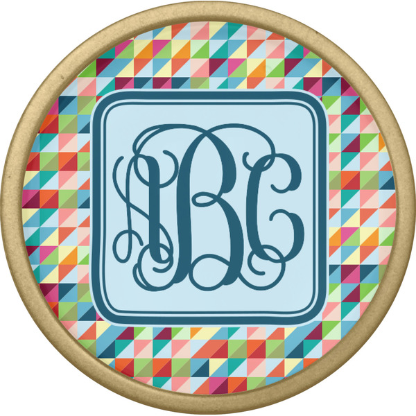 Retro Triangles Cabinet Knob - Gold - Front