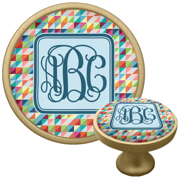 Retro Triangles Cabinet Knob - Gold - Multi Angle