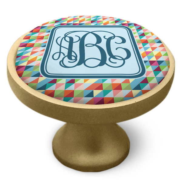 Retro Triangles Cabinet Knob - Gold - Side