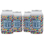 Retro Triangles Can Cooler (12 oz) - Set of 4 w/ Monogram