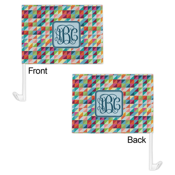 Retro Triangles Car Flag - 11" x 8" - Front & Back View