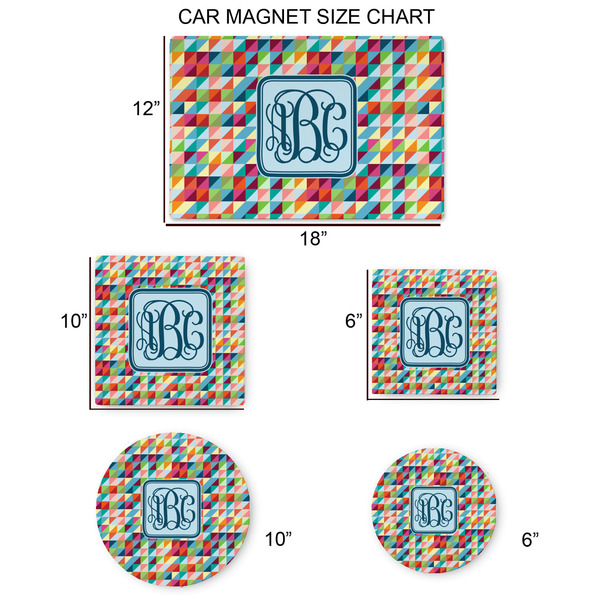 Retro Triangles Car Magnets - SIZE CHART