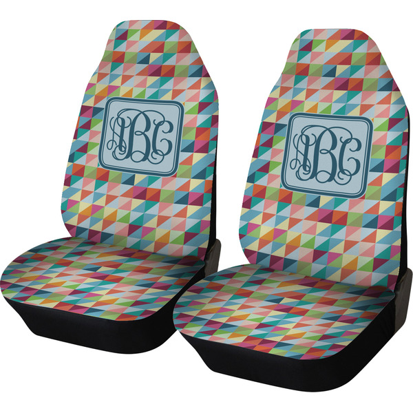 Custom Retro Triangles Car Seat Covers (Set of Two) (Personalized)