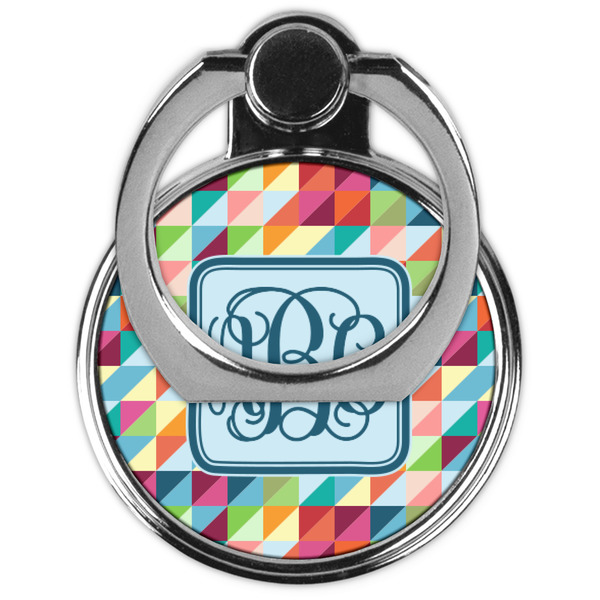 Retro Triangles Cell Phone Ring Stand & Holder - Front (Collapsed)