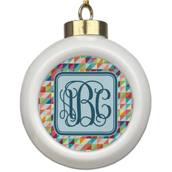 Retro Triangles Ceramic Ball Ornament (Personalized)