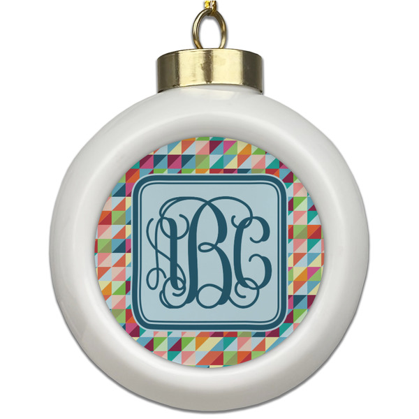 Custom Retro Triangles Ceramic Ball Ornament (Personalized)