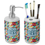 Retro Triangles Ceramic Bathroom Accessories Set (Personalized)